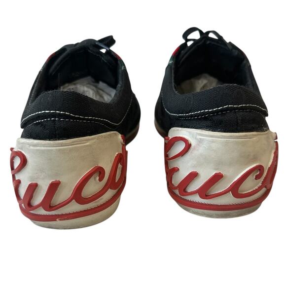 Vintage Gucci Sneakers Black Red Green White Logo Shoes EU Size 40 Women's US 8 - Picture 10 of 12